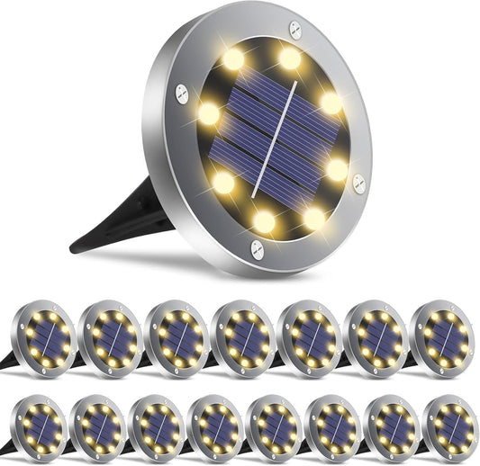 Solar Lights Outdoor Waterproof, 12 Pack Solar Ground Lights with Large Capacity Battery
