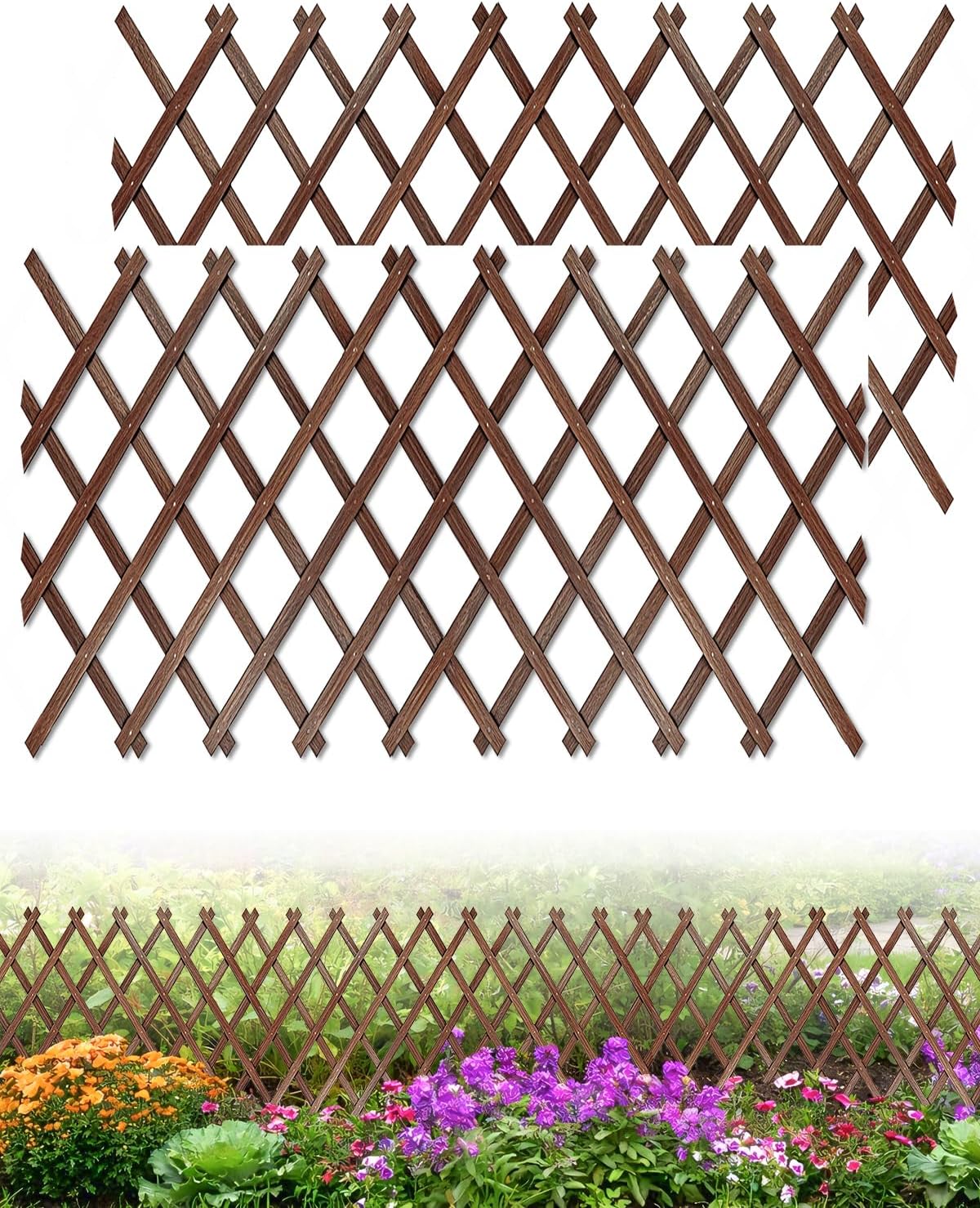 Extensible Natural Garden Wooden Fence Lattice Frame Plant