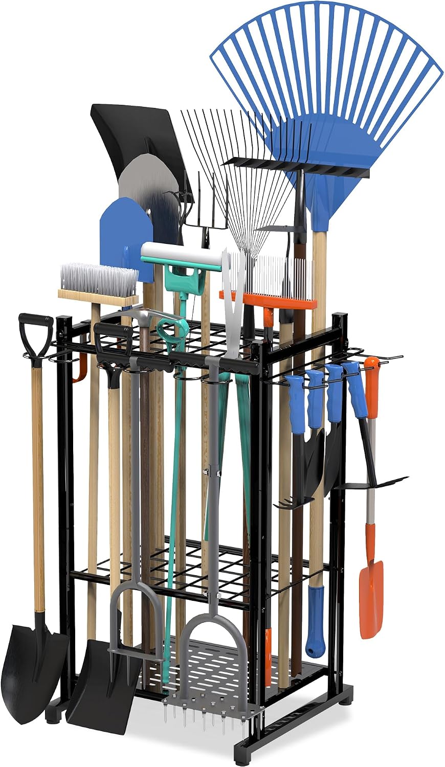 Garden Tool Organizer Rack Up to 50 Tools, Heavy-Duty Steel Yard Tool Organizer