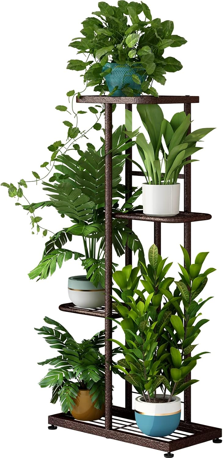 Plant Stand Indoor Outdoor Corner 4 Tier Metal Plant Shelf Patio Plant Rack