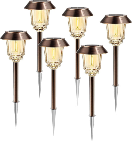 Solar Lights Outdoor Waterproof,4 Pack Bronze Pathway Lights