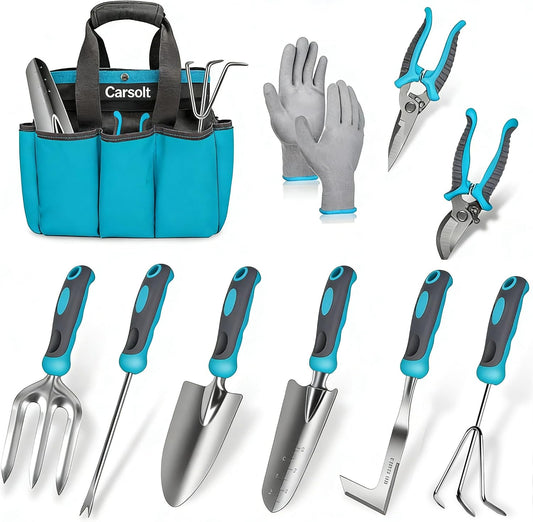 Gardening Tools, 10 Piece Heavy Duty Stainless Steel Garden Tools