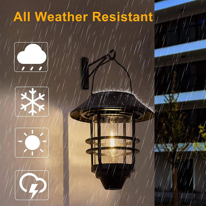 2 Pack Solar Lanterns Outdoor, Hanging Solar Lights for Outside Glass Metal