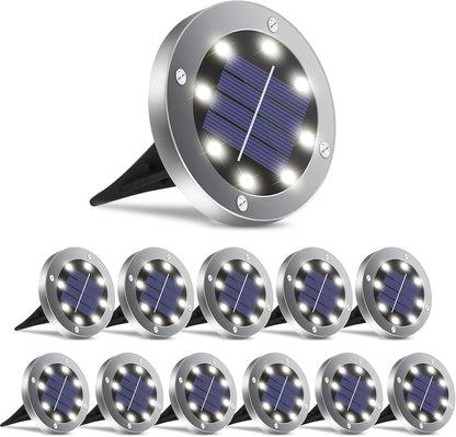 Solar Lights Outdoor Waterproof, 12 Pack Solar Ground Lights with Large Capacity Battery