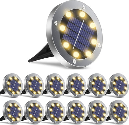 Solar Lights Outdoor Waterproof, 12 Pack Solar Ground Lights with Large Capacity Battery