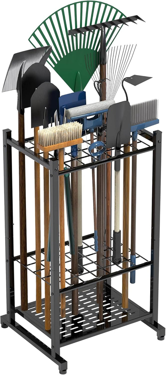 Garden Tool Organizer Rack Up to 50 Tools, Heavy-Duty Steel Yard Tool Organizer