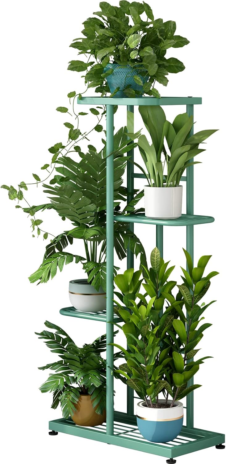 Plant Stand Indoor Outdoor Corner 4 Tier Metal Plant Shelf Patio Plant Rack