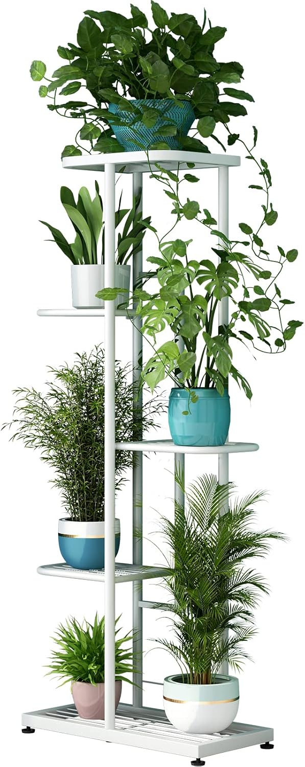 Plant Stand Indoor Outdoor Corner 4 Tier Metal Plant Shelf Patio Plant Rack