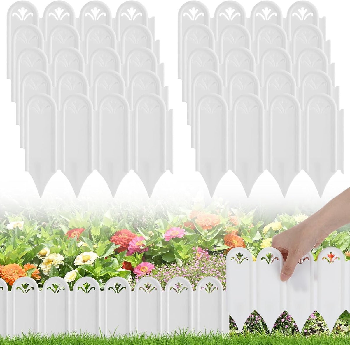Connectable Garden Landscape Edging - 6.5ft Total Length No Need Digging Lawn Fence