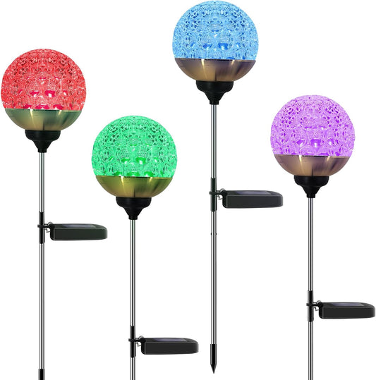 Solar Garden Lights Outdoor, 4 Pack Upgraded Globe Powered Garden Lights