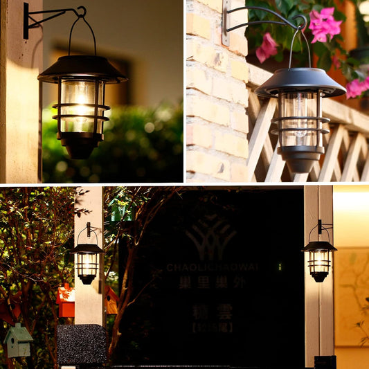 2 Pack Solar Lanterns Outdoor, Hanging Solar Lights for Outside Glass Metal
