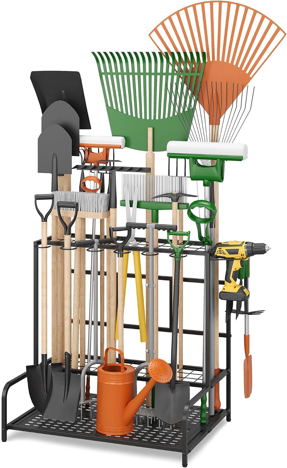 Garden Tool Organizer Rack Up to 50 Tools, Heavy-Duty Steel Yard Tool Organizer