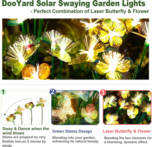 Solar Butterfly&Flower Garden Lights - Outdoor Light for Yard Decoration