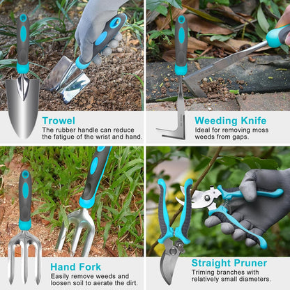 Gardening Tools, 10 Piece Heavy Duty Stainless Steel Garden Tools