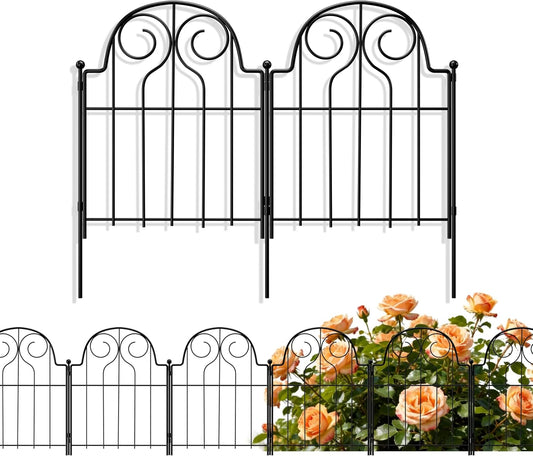 Decorative Garden Fence 17in x10ft, 10 Panels Rustproof Metal No Dig Fence Animal Barrier