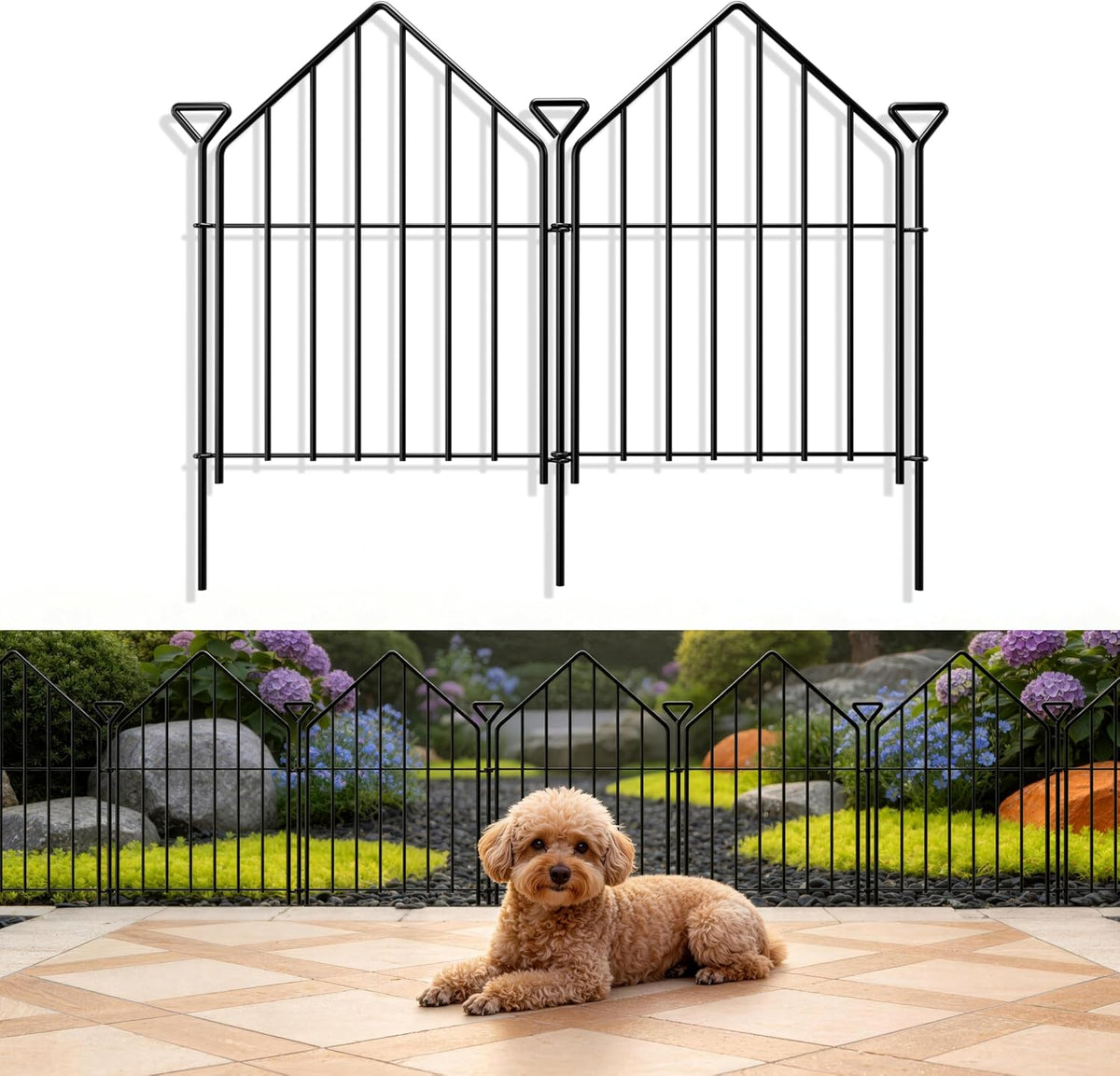 Decorative Garden Fence 17in x10ft, 10 Panels Rustproof Metal No Dig Fence Animal Barrier