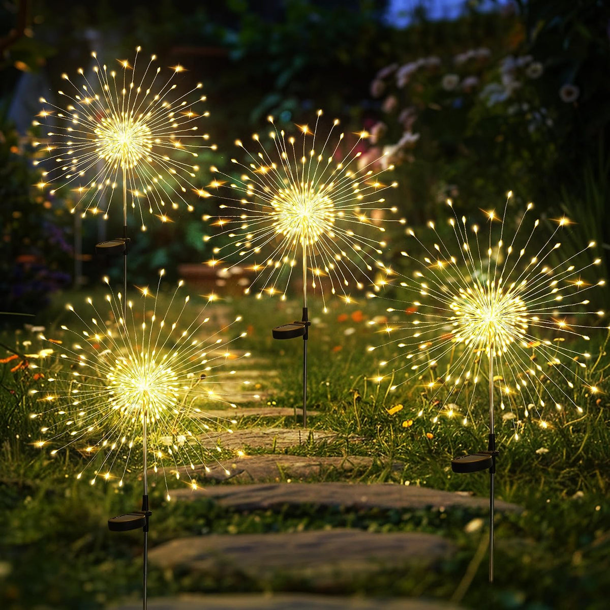 Garden Decor Outdoor Lights 120LED 2Pack, Solar Garden Lights Outside Fairy Firework Decorative,Solar Powered