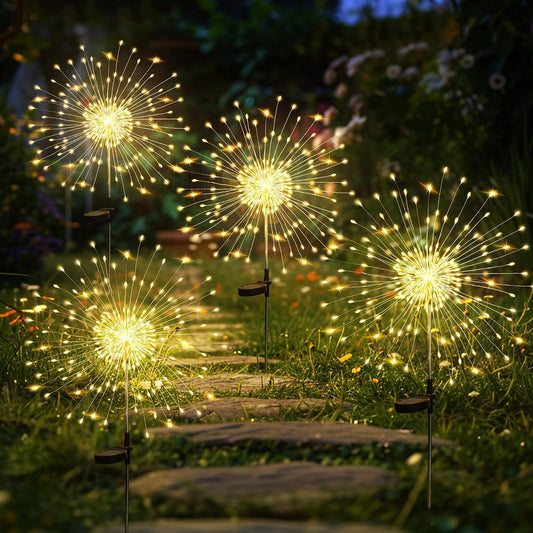 Garden Decor Outdoor Lights 120LED 2Pack, Solar Garden Lights Outside Fairy Firework Decorative,Solar Powered