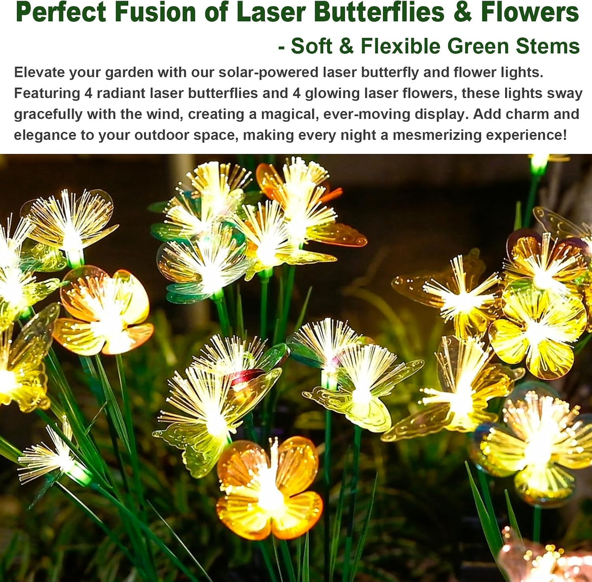 Solar Butterfly&Flower Garden Lights - Outdoor Light for Yard Decoration