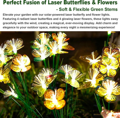 Solar Butterfly&Flower Garden Lights - Outdoor Light for Yard Decoration