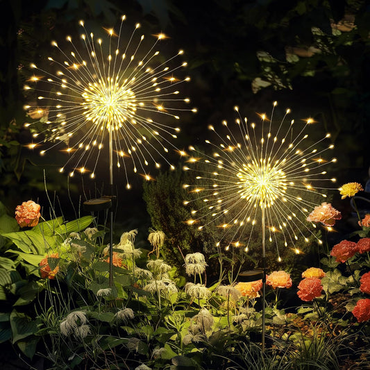 Garden Decor Outdoor Lights 120LED 2Pack, Solar Garden Lights Outside Fairy Firework Decorative,Solar Powered