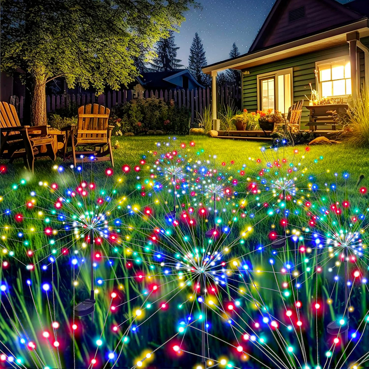 Garden Decor Outdoor Lights 120LED 2Pack, Solar Garden Lights Outside Fairy Firework Decorative,Solar Powered