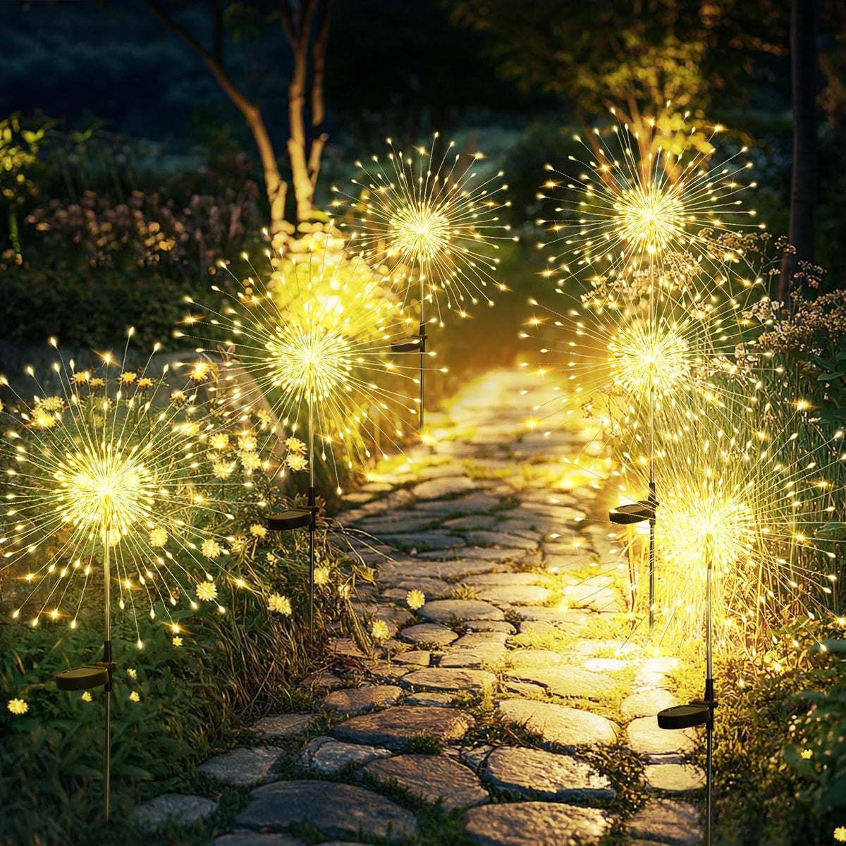 Garden Decor Outdoor Lights 120LED 2Pack, Solar Garden Lights Outside Fairy Firework Decorative,Solar Powered