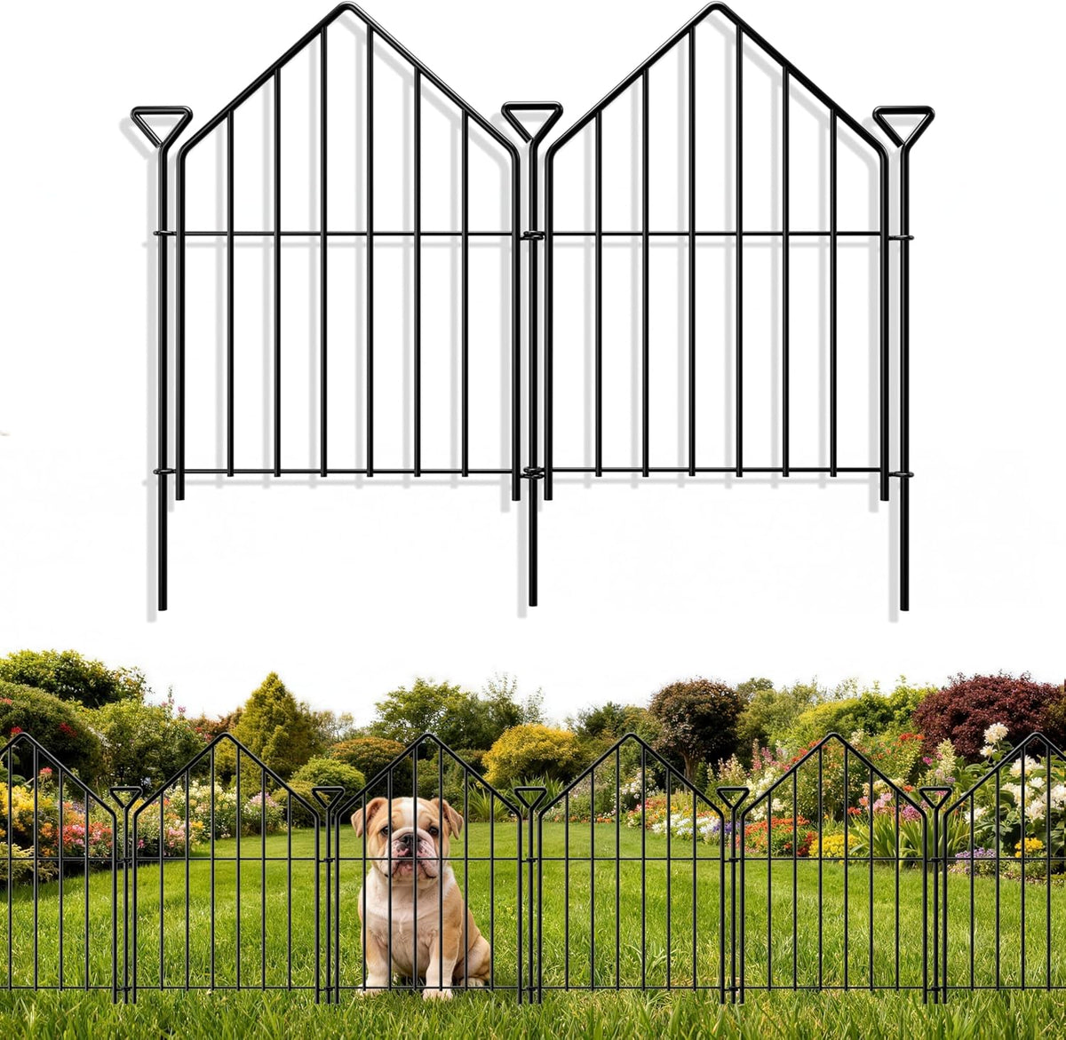 Decorative Garden Fence 17in x10ft, 10 Panels Rustproof Metal No Dig Fence Animal Barrier