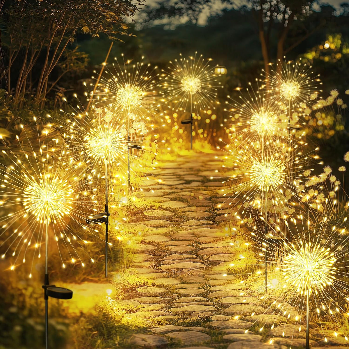 Garden Decor Outdoor Lights 120LED 2Pack, Solar Garden Lights Outside Fairy Firework Decorative,Solar Powered